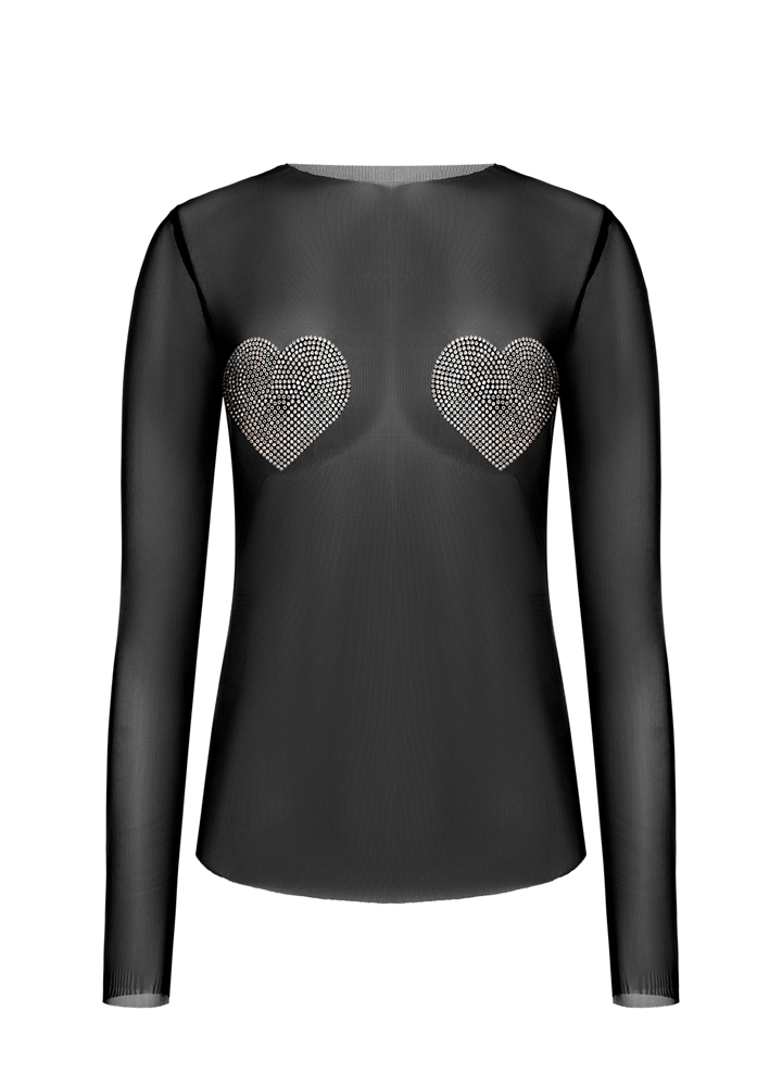 Лонг Zigzag сітка чорна з серцем (Crystal)