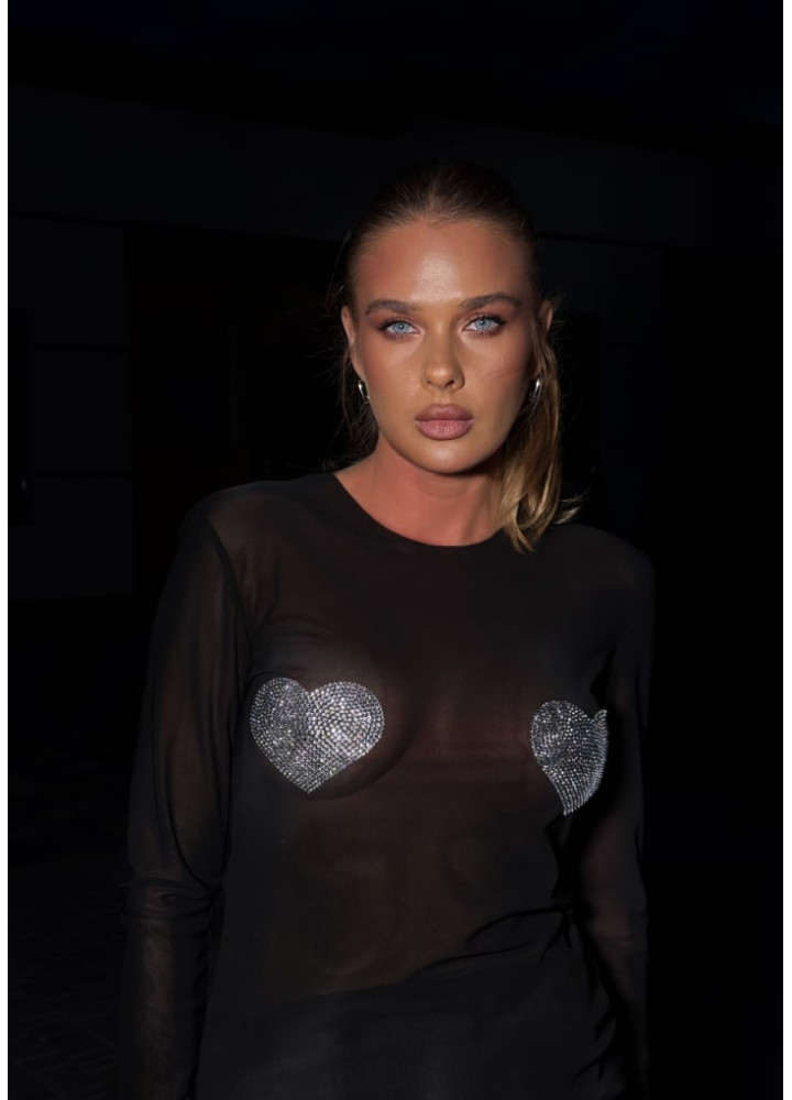 Лонг Zigzag сітка чорна з серцем (Crystal) - Зображення 3