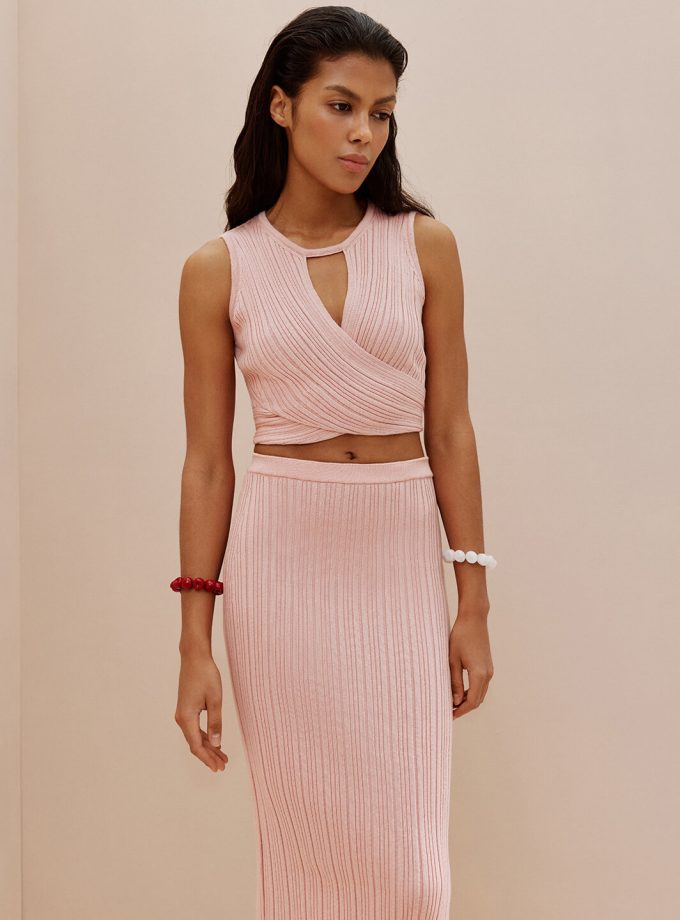 Комплект 25union зі спідниці міді та топа Ханна пудра