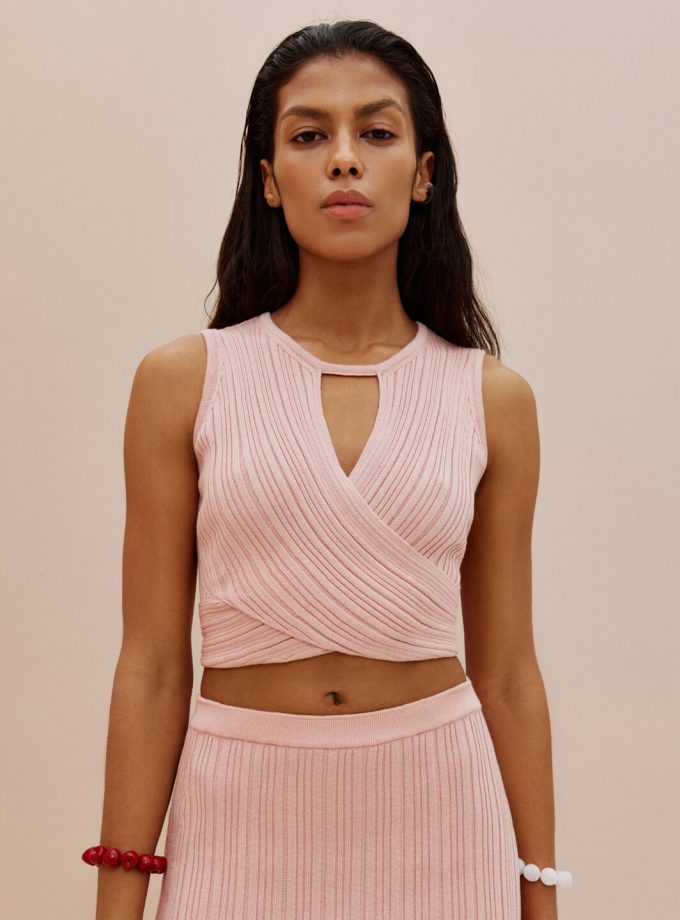 Комплект 25union зі спідниці міді та топа Ханна пудра