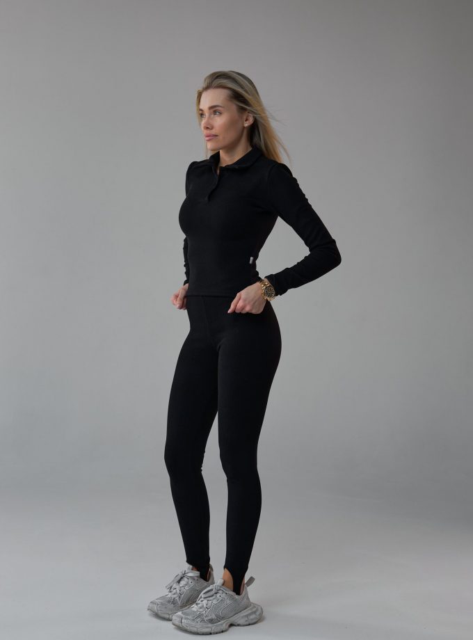 Костюм Marymax легінси зі штрипками + поло чорний