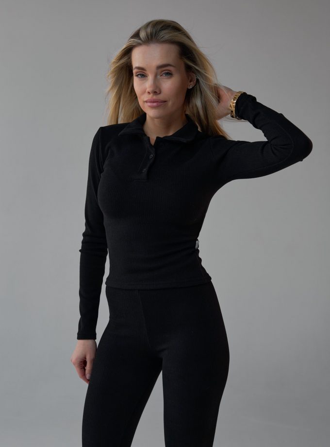 Костюм Marymax легінси зі штрипками + поло чорний