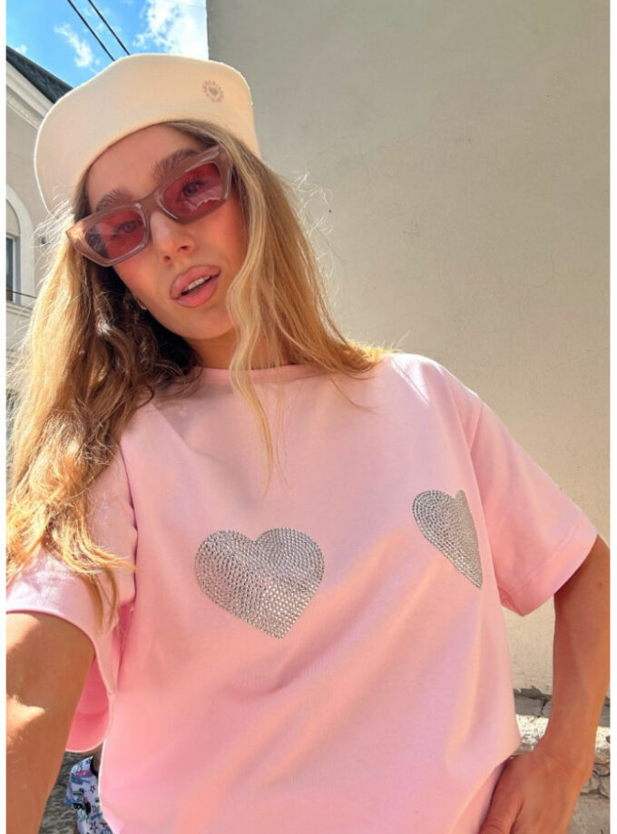 Футболка Zigzag рожева серця (crystal)