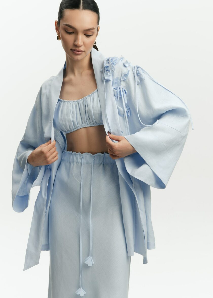 Жакет FEEL and FLY лляний кімоно Esther Light Blue - Зображення 3
