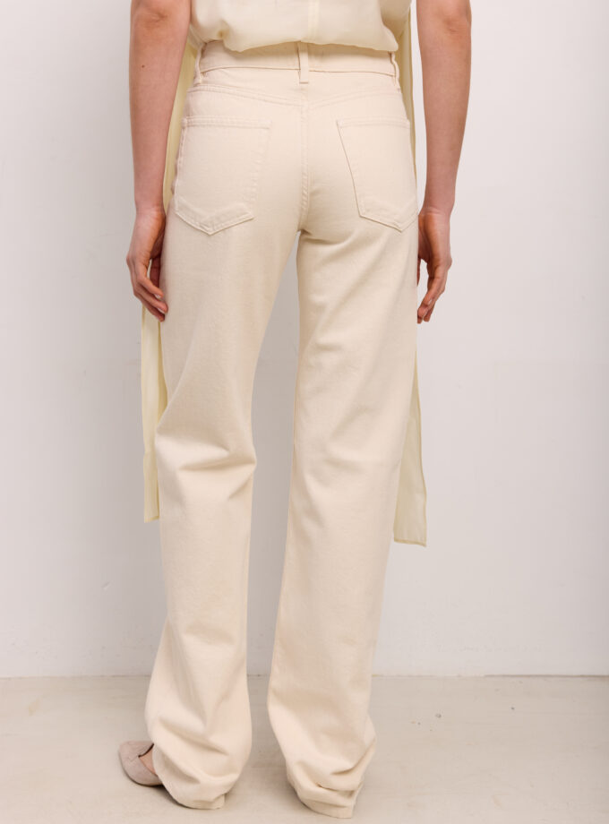 Джинси Bazhane прямого крою з високою посадкою молочний