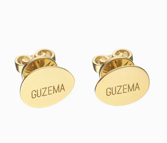 Сережки Guzema клюшки 10мм жовте золото закрутки CC 30