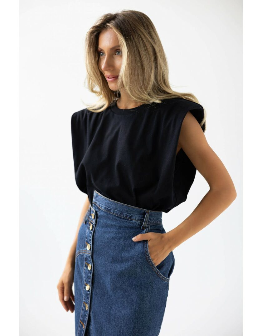 Футболка Aisenberg denim з плечима чорна