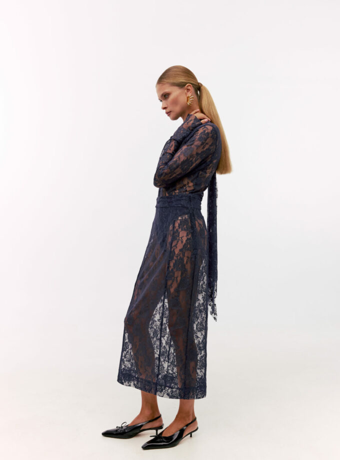 Спідниця MYxMY мереживна Tereza темно-синя