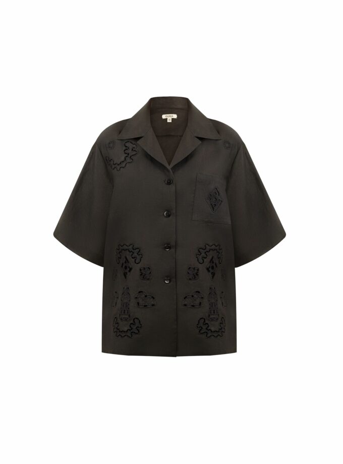 Сорочка Gunia Вишита Петра лляна чорна