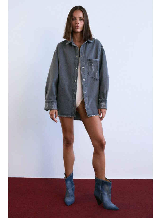 Сорочка Aisenberg denim сіра з рваниною