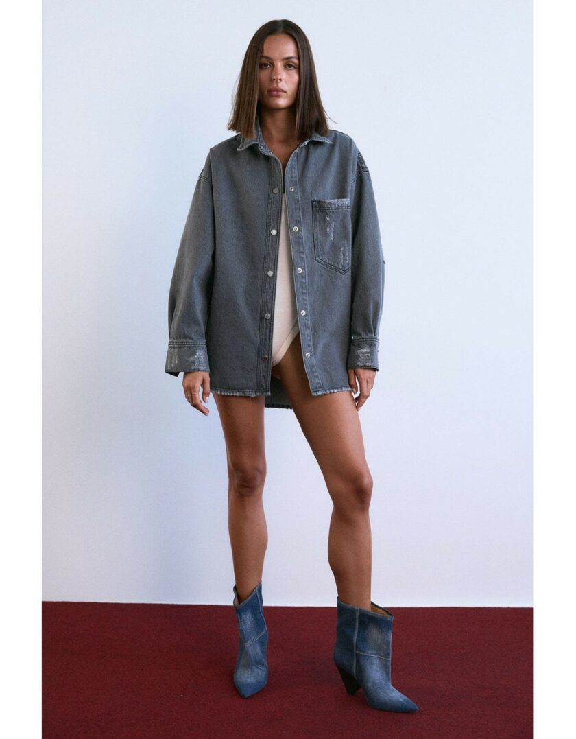Сорочка Aisenberg denim сіра з рваниною