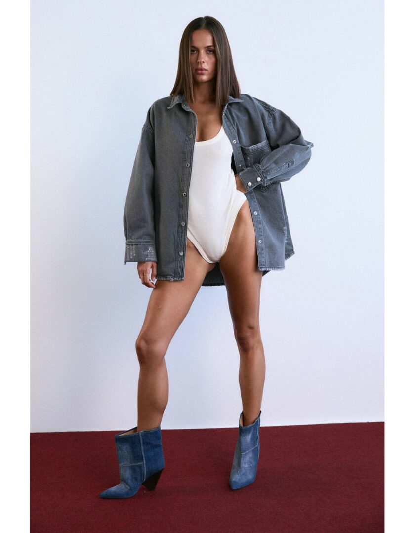 Сорочка Aisenberg denim сіра з рваниною - Зображення 3