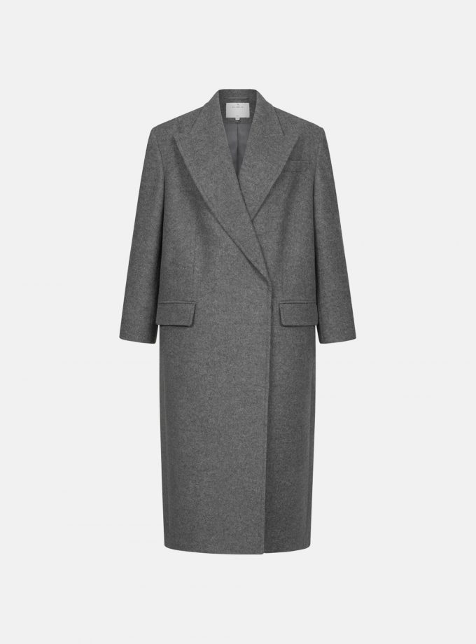 Пальто Bazhane оверсайз прямого крою акцентним плечем довге сірий