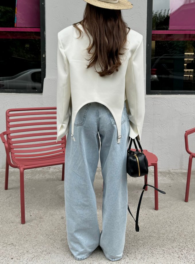 Джинси BAZHANE широкого крою з високою посадкою світло-блакитний