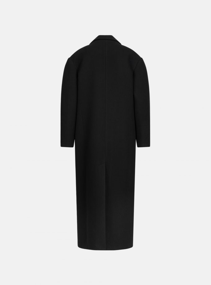 Пальто Bazhane оверсайз прямого крою двобортне з акцентним плечем чорний