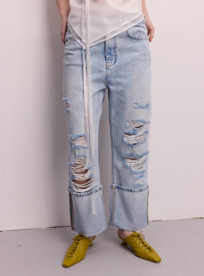 Джинси BAZHANE Boyish Ripped jeans світло-блакитний