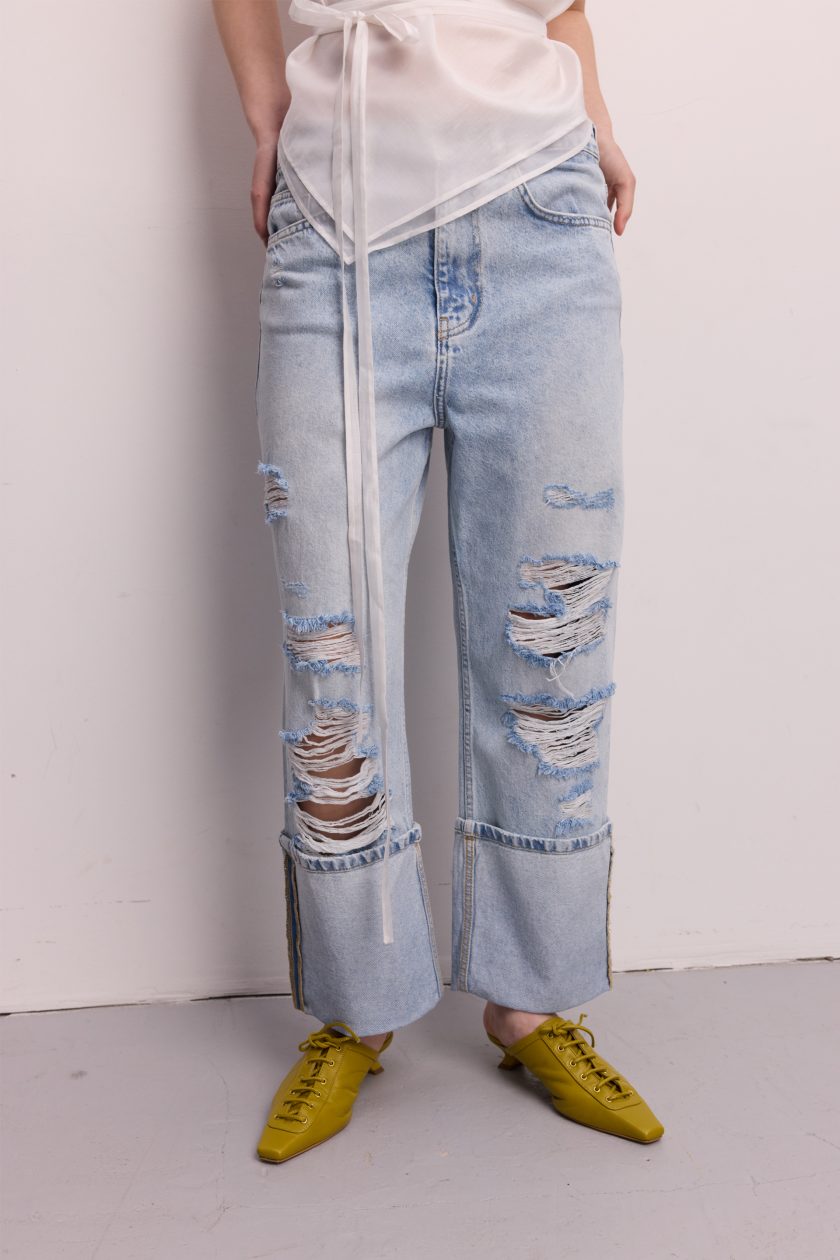 Джинси BAZHANE Boyish Ripped jeans світло-блакитний - Зображення 3