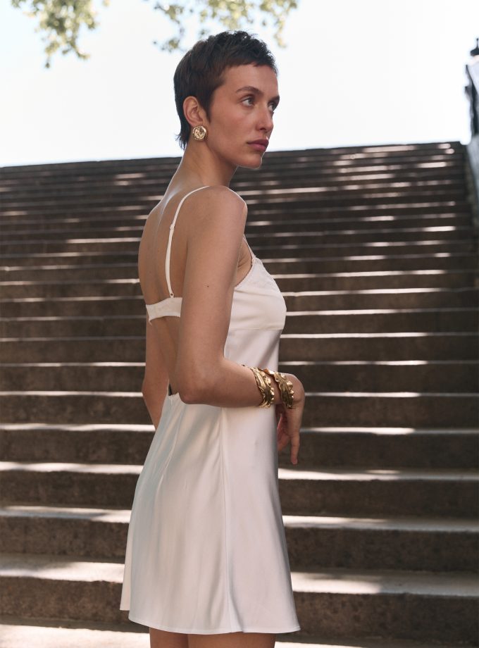 Сукня Bazhane міні з мереживом молочний