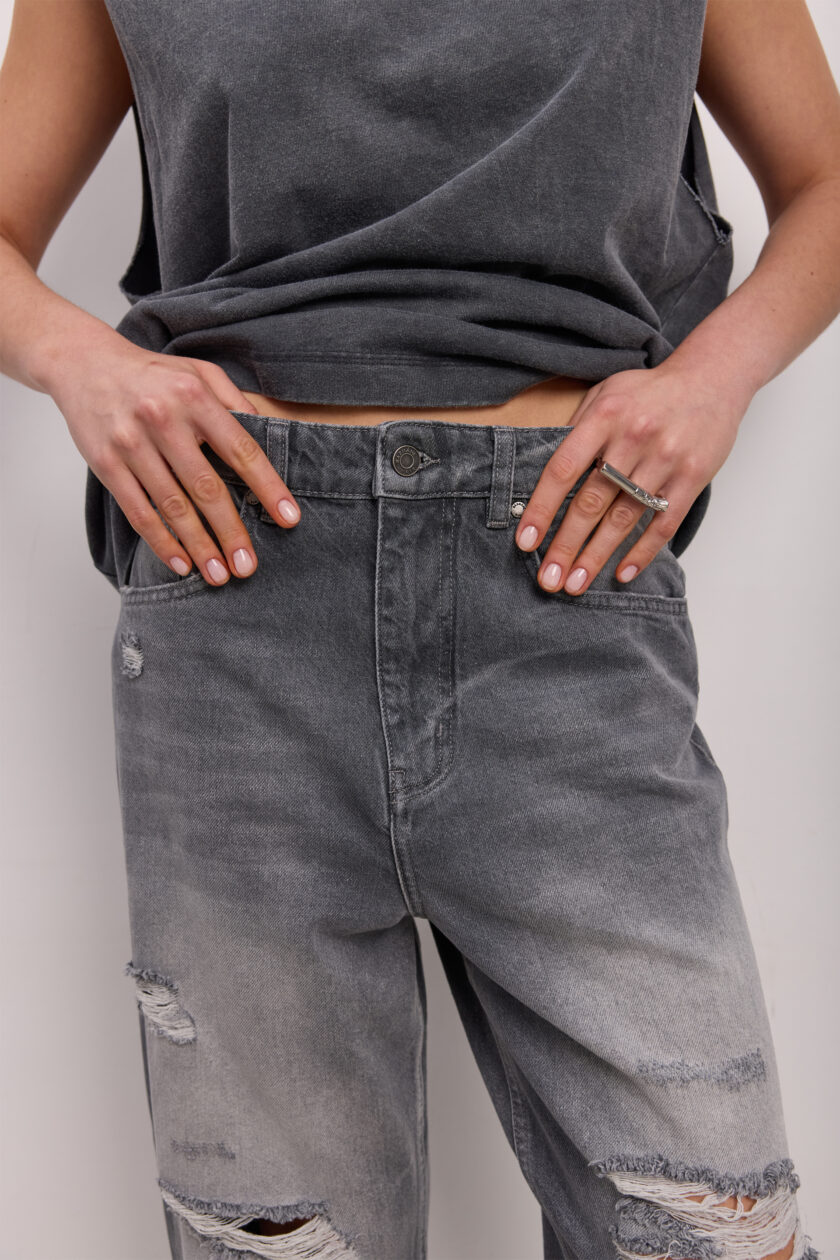 Джинси BAZHANE Boyish Ripped jeans сірий - Зображення 3