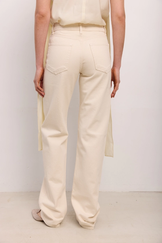 Джинси BAZHANE прямого крою з високою посадкою молочний