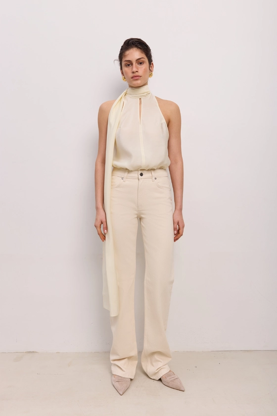 Джинси BAZHANE прямого крою з високою посадкою молочний