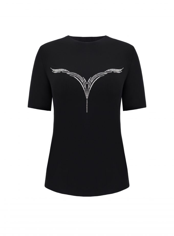 Футболка Zigzag Wings приталена чорна (Crystal)