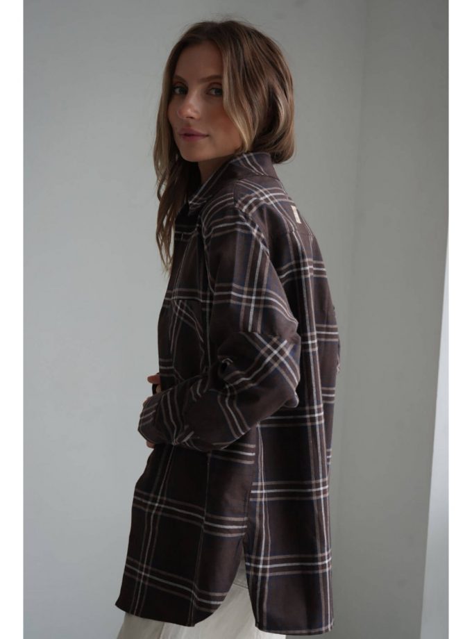 Сорочка Aisenberg denim в клітинку шоколад