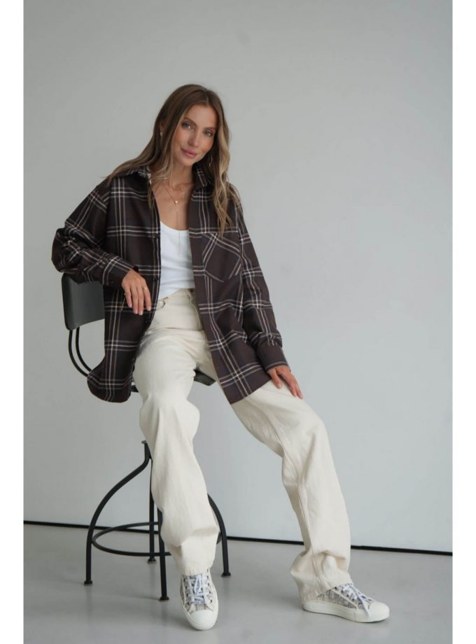 Сорочка Aisenberg denim в клітинку шоколад