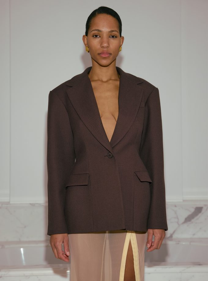 Пальто-жакет Bazhane Hourglass jacjet шоколадний