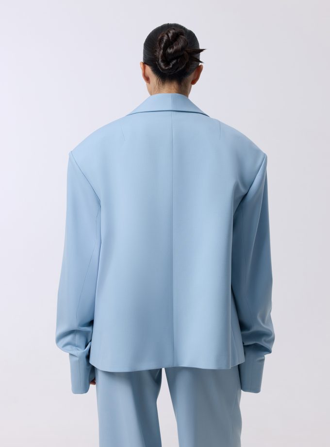 Жакет Bazhane оверсайз зі збіркою на рукаві блакитний