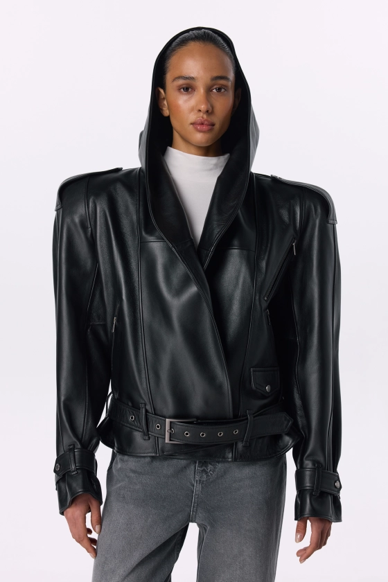 Куртка Bazhane шкіряна Maverick leather jacket чорний
