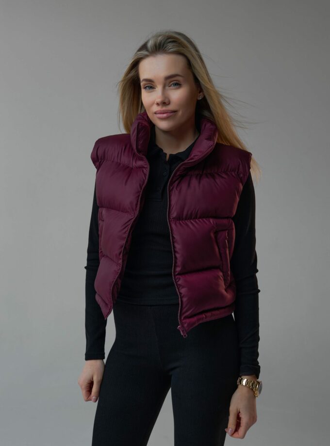 Жилет Marymax на блискавці вкорочений бордовий