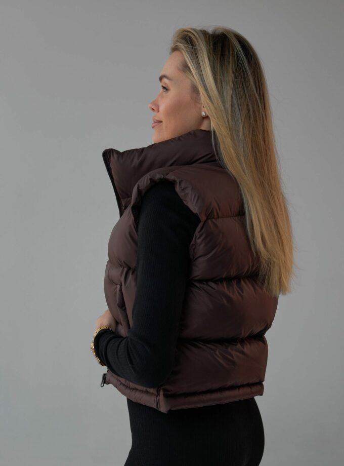 Жилет Marymax на блискавці вкорочений темний шоколад