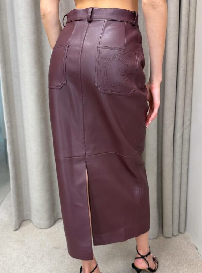 Спідниця Gasanova міді з підрізами екошкіра винний