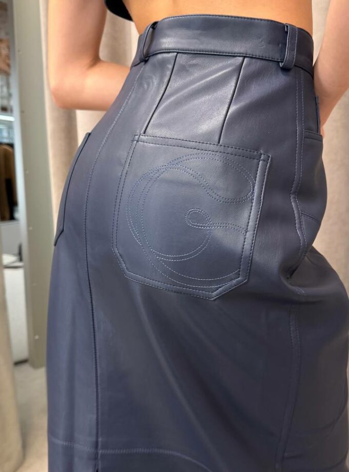 Спідниця Gasanova міді з підрізами екошкіра синій