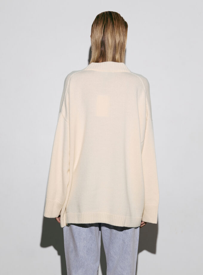Светр Bazhane подовжений оверсайз молочний