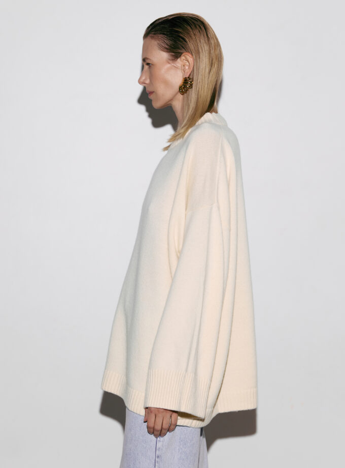 Светр Bazhane подовжений оверсайз молочний