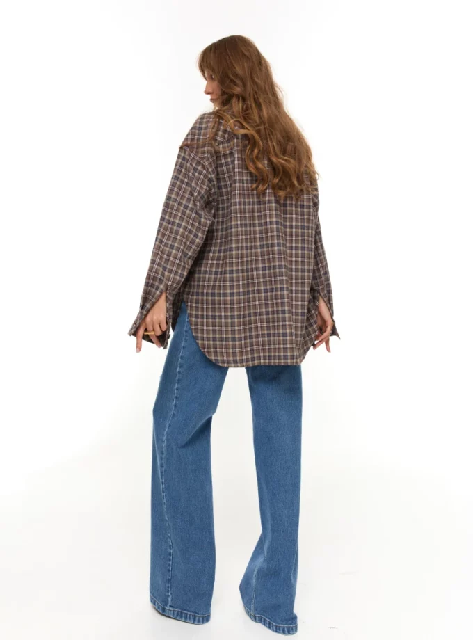 Сорочка Malina овер клітинка FW'25 шоко