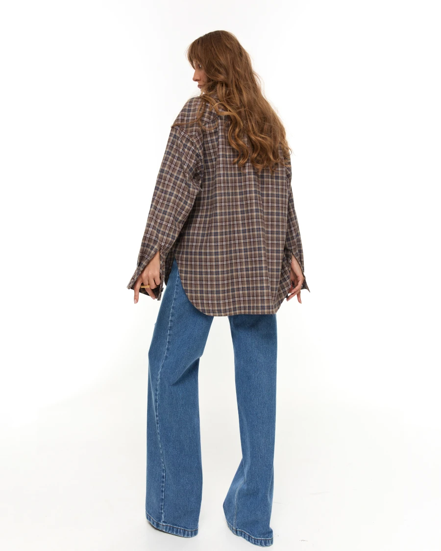 Сорочка Malina овер клітинка FW'25 шоко - Зображення 2