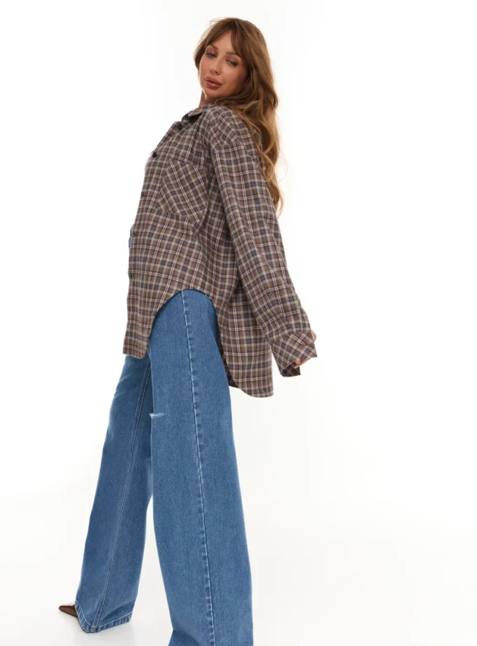 Сорочка Malina овер клітинка FW'25 шоко