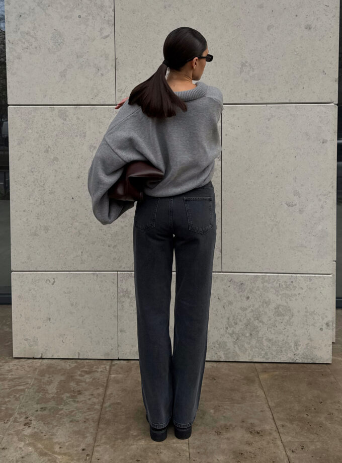 Джинси Bazhane прямого крою з високою посадкою графітовий