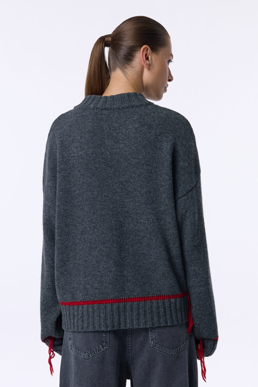 Светр Bazhane Contrast sweater графіт червона смужка - Зображення 2