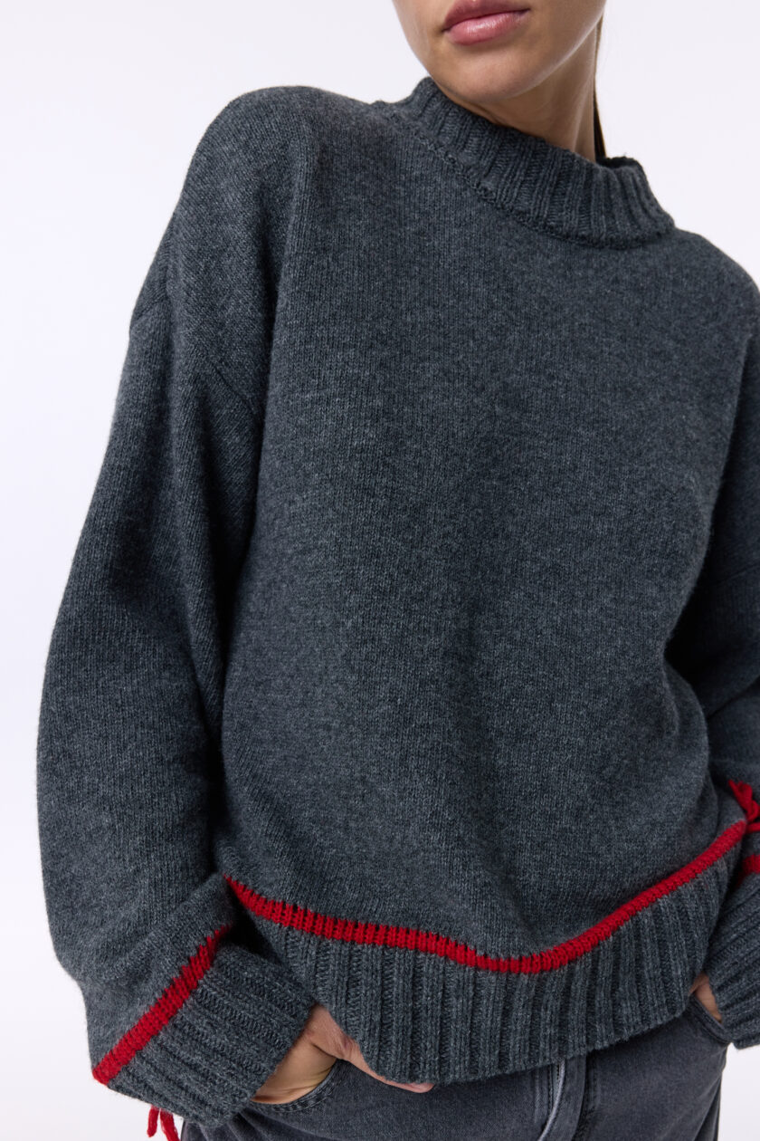 Светр Bazhane Contrast sweater графіт червона смужка - Зображення 3
