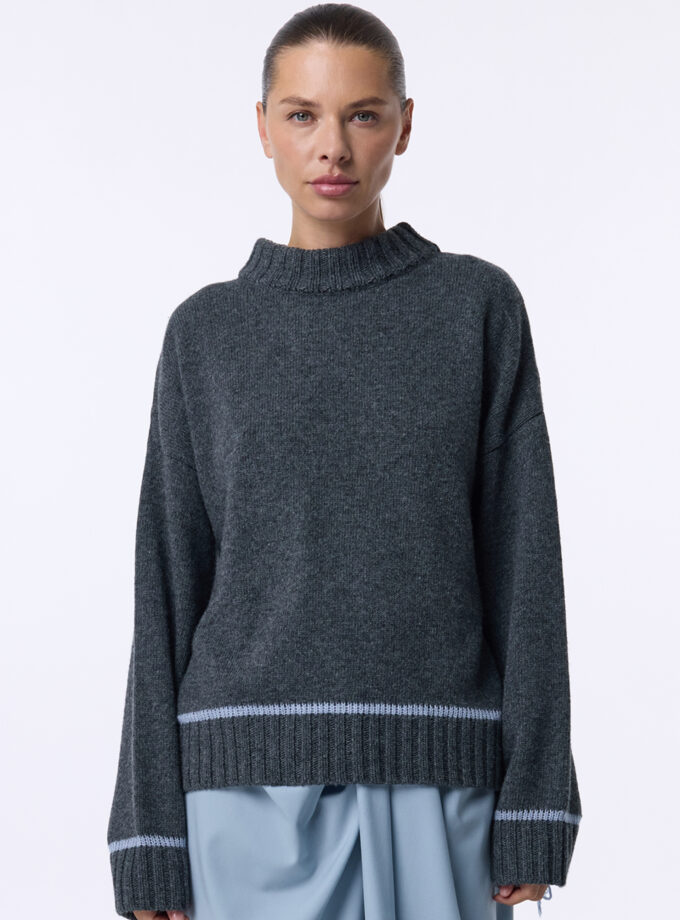 Светр Bazhane Contrast sweater графіт блакитна смужка