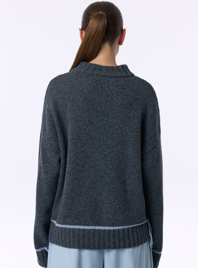 Светр Bazhane Contrast sweater графіт блакитна смужка