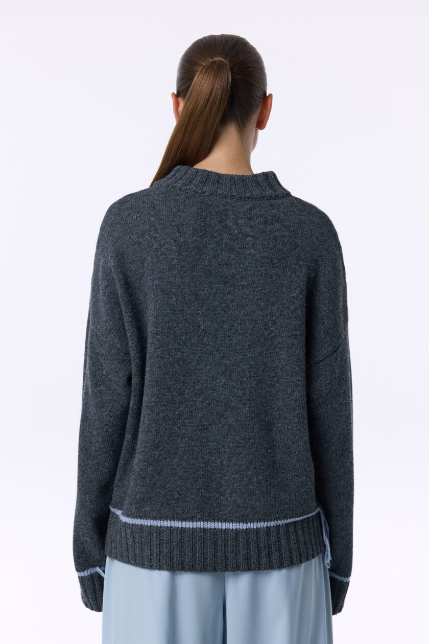Светр Bazhane Contrast sweater графіт блакитна смужка - Зображення 2