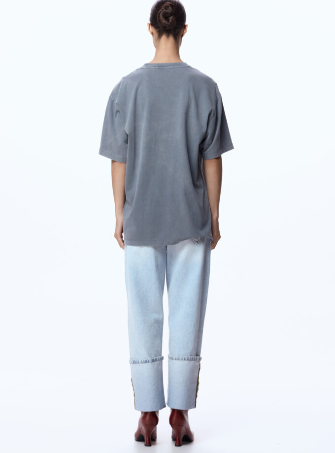 Футболка Bazhane оверсайз вінтаж з принтом Янгол сірий