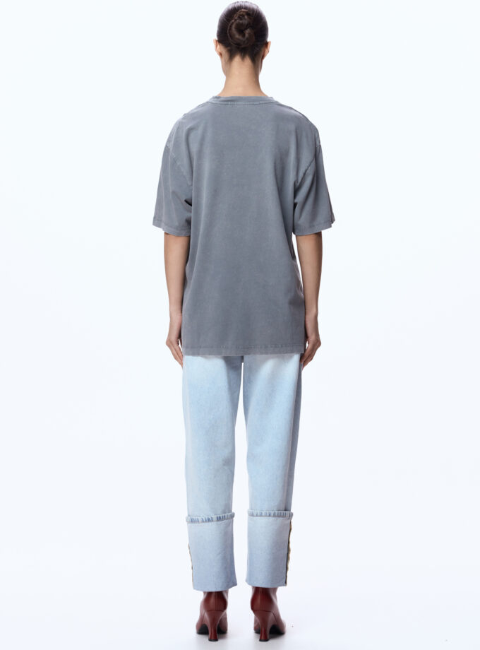 Футболка Bazhane оверсайз вінтаж з принтом Хрест сірий