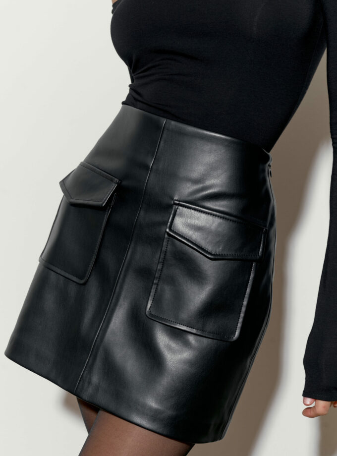 Спідниця Colette кармани шкіра чорна