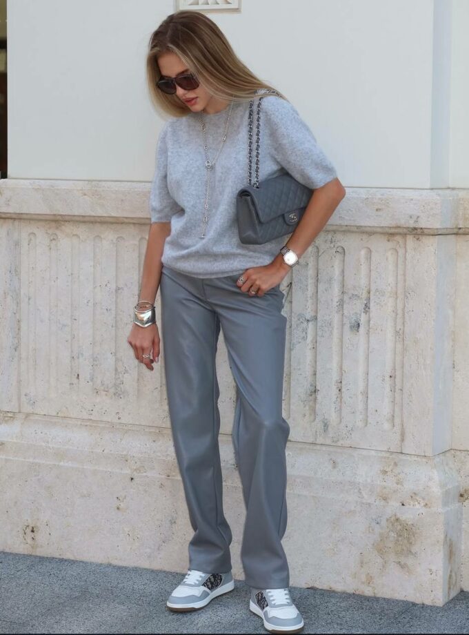 Штани FLEUR DE LYS еко шкіра сірі